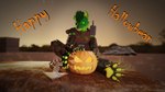 3d_(artwork) andromorph_(lore) anthro armor blender_(artwork) blender_cycles bone_tail canid canine canis chaos_canine_(nimbkoll) claws clothing digital_media_(artwork) fallout feet foot_focus fur green_body green_fur hallowbean halloween_theme hi_res intersex_(lore) jack-o'-lantern lance_barrowpaw lance_the_lich lich male mammal microsoft pawpads paws post-apocalyptic raider_(fallout) skeletal_tail solo spread_toes tail toe_claws toes undead wolf