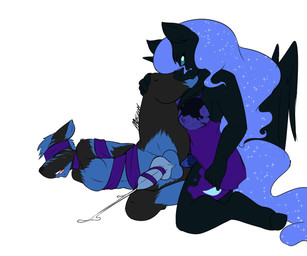 2014 anal anal_penetration anthro anthrofied avante92 balls bdsm black_fur blue_eyes blue_hair bondage bound breasts clothing cum cum_while_penetrated cumshot cutie_mark dildo edit equine female friendship_is_magic fur hair horn horse male mammal my_little_pony nightmare_moon_(mlp) orgasm pegging penetration penis pony sex_toy straight strapon winged_unicorn wings
Rating: Explicit
Score: 12
User: ultragamer89
Date: January 19, 2014