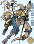 5_fingers 5_toes anklet anthro armor athletic athletic_female barefoot blue_background blue_sclera bodily_fluids breasts claws cleavage clothed clothing crazed_look feet female finger_claws fingers forked_tongue greaves grey_body grey_scales grin holding_melee_weapon holding_object holding_polearm holding_spear holding_weapon humanoid_feet humanoid_hands hunter inner_boob jewelry looking_at_viewer medium_breasts melee_weapon non-mammal_breasts open_mouth open_smile pauldron pelvic_curtain plantigrade polearm pupils saliva saliva_string scales sharp_teeth shield simple_background slit_pupils smile solo spear stirrup_legwear teeth toe_claws toes tongue tongue_out vambrace weapon wide_eyed ceehaz laya-ka_(ceehaz) black_mamba elapid_(snake) mamba reptile scalie snake 2025 absurd_res hi_res