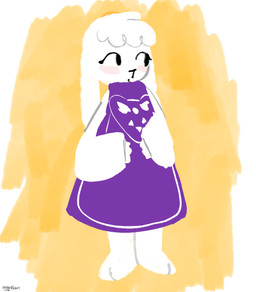 anthro blush clothing dress female fur kr33perklown smile solo white_body white_fur one_rttdklwn undertale_(series) toriel boss_monster_(undertale) bovid caprine goat mammal lineless