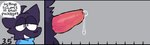 anthro balls bodily_fluids fur genital_fluids genitals half-closed_eyes leaking_precum male measuring measuring_penis narrowed_eyes penis pink_penis precum purple_body purple_fur ruler scarf small_penis smug_expression solo speech_bubble tapering_penis toony vein veiny_penis thatguynamedjoe joe_(thatguynamedjoe) domestic_cat felid feline felis mammal clip_studio_paint_(artwork) digital_media_(artwork) hi_res