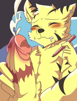 5_fingers anthro balls biped black_background black_body black_fur blush bodily_fluids cheek_tuft chest_tuft claws cum cumshot drooling ear_piercing ejaculation erection eyes_closed facial_tuft fingers foreskin fur fur_markings genital_fluids genitals head_tuft holding_marker holding_object holding_penis holding_writing_utensil humanoid_genitalia humanoid_penis inner_ear_fluff jewelry looking_pleasured male marker markings masturbation multicolored_body multicolored_fur nude orgasm penile penile_masturbation penis piercing pubes retracted_foreskin saliva simple_background sitting solo stripes sweat tuft two_tone_body two_tone_fur writing_utensil yellow_body yellow_fur saku1saya felid mammal pantherine tiger 2015 absurd_res hi_res