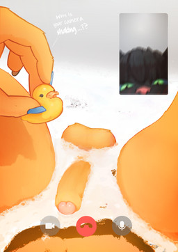 anthro balls bathing bathroom being_watched close-up colored_nails femboy first_person_view foam foreskin fur genitals humanoid_genitalia humanoid_penis looking_at_another lying male male/male nails nude on_back orange_body orange_fur penis pink_penis slim thighs_spread wet itsu8 absurd_res hi_res