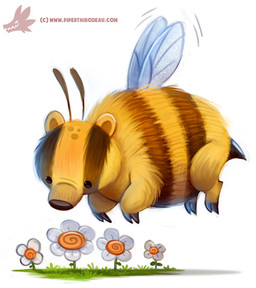 antennae_(anatomy) beady_eyes black_eyes brown_body brown_fur claws dot_eyes female feral flower flying fur grass humor insect_wings monotone_background plant pun quadruped simple_background simple_eyes solo stinger text visual_pun white_background wings yellow_body yellow_fur piper_thibodeau arthropod badger bee honey_bee hybrid hymenopteran insect mammal mustelid musteline 2016 digital_media_(artwork) digital_painting_(artwork) painting_(artwork) shaded url