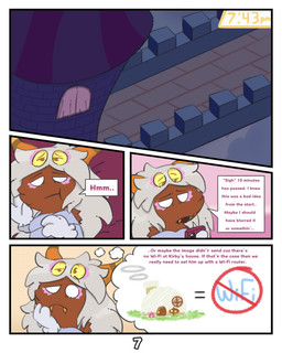 2_horns 4_eyes building dark_body dark_skin dialogue disappointed fangs female grey_hair hair half-closed_eyes horn house multi_eye narrowed_eyes solo speech_bubble teeth thought_bubble tower white_eyes window yellow_eyes kittipaws kirby:_triple_deluxe kirby_(series) nintendo kirby queen_sectonia_(original_form) arachnid arthropod spider spidr 4:5 absurd_res comic hi_res