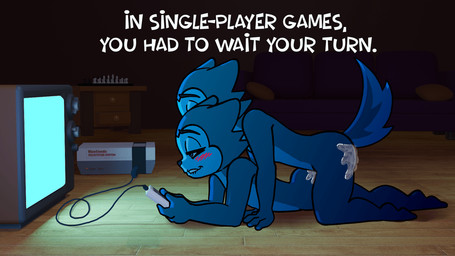 anal anal_penetration anthro bite biting_lip biting_own_lip blue_body blue_ears blue_eyes blue_fur blue_nose blue_tail blush blush_lines bodily_fluids butt chess chess_piece controller cum cum_in_ass cum_inside cum_on_butt drawer duo electronics from_behind_position fur furniture game_controller gaming gaming_while_penetrated genital_fluids half-closed_eyes holding_controller holding_game_controller holding_object inside looking_at_object looking_pleasured lying male male/male male_penetrated male_penetrating male_penetrating_male multicolored_body multicolored_fur narrowed_eyes nude on_front penetration penile penile_penetration penis_in_ass pillow playing_video_game prone_bone_position self_bite sex sex_after_cumming side_view sofa speed_bump_position tail television text thick_thighs thrusting top_turned_bottom two_tone_body two_tone_fur two_tone_tail versatile young young_anthro young_male young_on_young young_penetrated young_penetrating charliepops epilepsy_warning nintendo nintendo_entertainment_system helper_(charliepops) canid canine canis domestic_dog mammal 16:9 2026 2d_animation animated digital_media_(artwork) english_text frame_by_frame loop widescreen