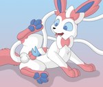 animal_genitalia animal_penis balls canine_genitalia canine_penis erection feral genitals knot male masturbation penile penile_masturbation penis pink_body raised_leg ribbons solo white_body skateryena nintendo pokemon eeveelution generation_6_pokemon pokemon_(species) sylveon hi_res