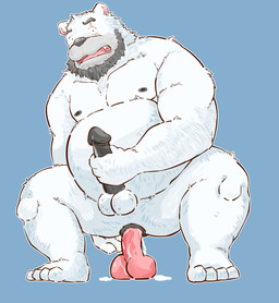 anal anal_masturbation anal_penetration anthro anus balls belly big_penis black_nose butt dildo dildo_in_ass dildo_insertion erection fur genitals humanoid_genitalia humanoid_hands humanoid_penis kemono male masturbation moobs nipples object_in_ass overweight overweight_anthro overweight_male penetration penis scar sex_toy sex_toy_in_ass sex_toy_insertion solo white_body white_fur andikapatok jolan_joestar bear mammal polar_bear ursine 2015 hi_res
