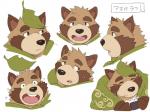 anthro brown_body brown_fur fur grey_eyes leaf male multicolored_body multicolored_fur open_mouth riceball slightly_chubby solo tan_body tan_fur two_tone_body two_tone_fur dudedle gamma-g kemo_coliseum aoba_(kemo_coliseum) canid canine mammal raccoon_dog tanuki 2018 4:3 colored