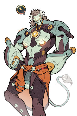 barely_contained claws clothed clothing clothing_aside clothing_lift finger_claws genitals looking_at_viewer machine male mane metal_penis metallic_body pecs penis simple_background solo tail tail_tuft tuft white_background o0cho0 mihoyo zenless_zone_zero banyue_(zenless_zone_zero) android felid mammal pantherine robot robot_anthro 2:3 absurd_res hi_res