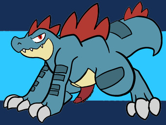 all_fours belly claws erection feral genitals male nude penis slightly_chubby solo trout_(artist) nintendo pokemon crocodilian feraligatr generation_2_pokemon pokemon_(species) reptile scalie 2018 4:3 aliasing alpha_channel digital_media_(artwork)