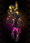 anthro black_latex breasts clothing drone female latex latex_clothing latex_skinsuit medium_breasts multicolored_clothing multicolored_skinsuit pink_latex skinsuit solo tail tight_clothing yellow_latex rem_phase domestic_cat felid feline felis mammal 2024 absurd_res hi_res