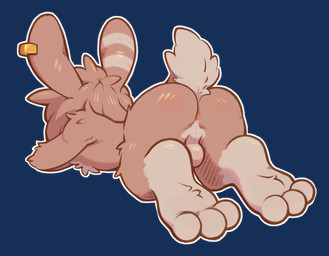 anthro arm_tuft brown_body brown_fur butt ear_piercing ear_ring fur genitals male piercing ring_piercing solo tuft crombie fabulous_beasts tuye_(fabulous_beasts) lagomorph leporid mammal moon_rabbit rabbit 2026 alpha_channel hi_res