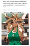 anthro antlers apron apron_only beverage big_breasts breasts clothing coffee container count cup female green_apron green_clothing holding_container holding_cup holding_object holding_pen horn mostly_nude number pen repeated_text solo text time timestamp hainequem i_mean_breast_milk ravi_(pyrohemia) jackalope lagomorph mammal english_text hi_res meme