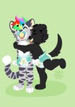 ambiguous_gender anthro baby diaper duo hug pacifier young wuta-tumaki canid canine canis domestic_dog felid mammal pantherine tiger absurd_res hi_res