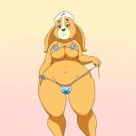 anthro areola bikini breasts bulge clothing green_eyes gynomorph half-closed_eyes intersex looking_at_viewer narrowed_eyes navel nipples simple_background solo swimwear two-piece_swimsuit lonbluewolf cartoon_hangover doctor_lollipop crackers_(doctor_lollipop) lagomorph leporid mammal rabbit 1:1 2017 hi_res