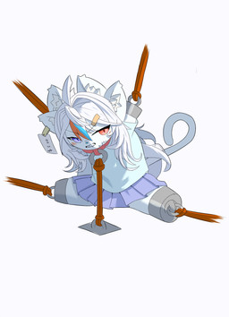 amputee disability female missing_all_arms missing_all_legs missing_all_limbs missing_arm missing_leg missing_limb quadruple_amputee solo moon_fancy233 domestic_cat felid feline felis mammal absurd_res hi_res