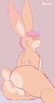 anthro anus balls butt butt_focus femboy genitals hair looking_at_viewer male micropenis nipples nude penis simple_background small_penis smile solo brownieclop tinval lagomorph leporid mammal rabbit absurd_res hi_res