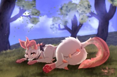 bedroom_eyes butt female feral forest forest_background fur genitals kerchief narrowed_eyes nature nature_background orange_eyes plant presenting presenting_hindquarters rhea_(riffmencer) seductive smile solo thick_thighs tree vulva wide_hips astralia_(art) nintendo pokemon canid canine eeveelution generation_4_pokemon leafeon mammal pokemon_(species) absurd_res hi_res