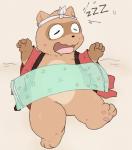 anthro belly blush brown_body brown_fur eyes_closed featureless_crotch fur humanoid_hands male sleeping slightly_chubby solo tinntira canid canine mammal raccoon_dog tanuki 2019