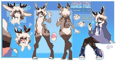 anthro antlers balls biped blush bottomwear butt claws clothed clothed_anthro clothed_male clothing erection feet femboy fingers front_view fully_clothed fully_clothed_anthro fully_clothed_male fur genitals hair horn looking_at_viewer male navel nude nude_anthro nude_male penis rear_view sitting smile solo spots standing tail teeth toes tongue topwear cocoline_(artist) jackalope lagomorph mammal 2026 digital_drawing_(artwork) digital_media_(artwork) hi_res