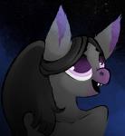 anthro big_ears big_eyes female gaze hair looking_up open_mouth open_smile ponytail purple_eyes smile solo star toony epiphae bethany_graves bat mammal