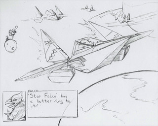 ambiguous_gender anthro beak clothed clothed_anthro clothing duo head_turned looking_at_viewer looking_back looking_back_at_viewer open_beak open_mouth rear_view spacecraft text tongue_showing topwear vehicle deriaz nintendo star_fox falco_lombardi avian bird canid mammal 2013 5:4 english_text graphite_(artwork) greyscale monochrome sketch traditional_media_(artwork)