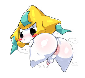 anus backsack balls big_anus big_butt black_eyes blush blush_lines bodily_fluids bottom_heavy butt butt_grab empty_eyes femboy foreskin genital_fluids genitals glistening glistening_butt hand_on_butt huge_butt humanoid_genitalia humanoid_penis light male male_humanoid micropenis penis perineum pink_anus rear_view shortstack shortstack_male simple_background small_balls small_penis solo steam thick_thighs unretracted_foreskin white_background white_balls white_body white_penis white_perineum white_skin wide_hips hanuvo nintendo pokemon generation_3_pokemon humanoid jirachi legendary_pokemon pokemon_(species) 2026 absurd_res colored digital_drawing_(artwork) digital_media_(artwork) hi_res lighting shaded