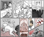 anthro balls blood blood_from_penis bodily_fluids canid canine castration cock_and_ball_torture comic dialogue english_text exposed_testicle felid forced genital_mutilation genital_removal genital_torture genitals gore gore_focus group lenexwants male mammal mutilation penis revenge severed_balls severed_body_part severed_genitals sex text vore