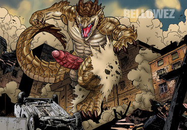 4_fingers 4_toes abs anthro balls biceps brown_body building building_destruction car city claws destruction erection feet finger_claws fingers genitals humanoid_genitalia humanoid_penis macro macro_anthro macro_male male muscular muscular_anthro muscular_male nude open_mouth outside paws pecs penis rampage scaled_penis sky solo stomping tail teeth toe_claws toes tongue vehicle vehicle_destruction vein veiny_penis yellow_eyes bellowez mythology pyronite(commissioner) brutus_(pyronite) dragon mythological_creature mythological_scalie scalie hi_res