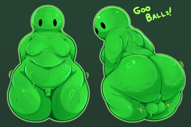backsack balls belly belly_overhang big_butt butt circumcised dot_eyes genitals green_body male moobs overweight overweight_male penis simple_eyes solo thick_thighs wobble behniis deadlock_(game) valve viscous_(deadlock) goo_creature humanoid hi_res