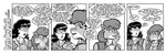 anthro beverage brave_new_world_(style_wager) chest_tuft clothed clothing coffee comic dialogue duo english_text eyewear female fran_stanowsky fur glasses greyscale hair human mammal marielle_oakem monochrome profanity rodent sciurid style_wager text tree_squirrel tuft