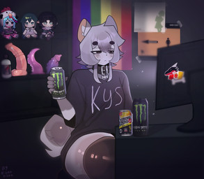 animal_dildo animal_sex_toy anthro clothing collar dildo equine_dildo femboy legwear lube_bottle male sex_toy solo stockings tentacle_dildo thick_thighs richa_picha bad_dragon mihoyo monster_energy saya_no_uta zenless_zone_zero jane_doe_(zenless_zone_zero) moisha_(tweenstrip) richard_picher canid canine canis domestic_dog mammal hi_res