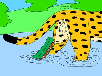 animal_genitalia anus balls black_body black_fur day duo feral fur genitals grass green_body imminent_ballbusting imminent_castration male male/male markings nude_male open_mouth outside partially_submerged pink_anus plant sharp_teeth sheath spots spotted_body spotted_fur tail teeth water yellow_body yellow_fur urbanhermit cheetah crocodile crocodilian felid feline mammal reptile scalie 1987 4:3 dated