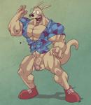 anthro balls big_muscles bottomless clothed clothing flaccid foreskin genitals growth huge_muscles humanoid_genitalia humanoid_penis hyper hyper_muscles male muscle_growth muscular muscular_anthro muscular_male open_mouth penis solo surprise vein arody dodoki nickelodeon rocko's_modern_life rocko_rama macropod mammal marsupial wallaby