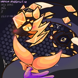 anus black_body blush duo female feral genitals male male/female penis purple_body sex simple_background slime spread_anus spreading venom_melon elomites_(venom_melon) miledas_(venom_melon) goo_creature reptile scalie snake 1:1 digital_media_(artwork) hi_res