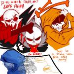 alternate_universe bone not_furry skeleton text lizheru underfell undertale undertale_(series) papyrus_(underfell) papyrus_(underswap) sans_(underfell) sans_(undertale) animated_skeleton undead 1:1 english_text