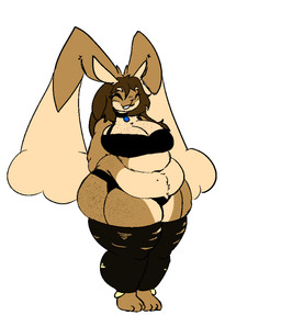 anthro big_breasts big_ears bottomwear bra breasts brown_hair clothed clothing eyelashes eyes_closed female freckled_breasts freckled_chest freckled_hips freckled_legs freckled_thighs freckles hair hands_behind_back jewelry lingerie long_eyelashes long_hair necklace overweight overweight_female pants partially_clothed smile solo thick_thighs torn_bottomwear torn_clothing torn_pants underwear wide_hips systemshutdown34 nintendo pokemon kiara_(systemshutdown34) generation_4_pokemon lopunny pokemon_(species) 2025 digital_drawing_(artwork) digital_media_(artwork)