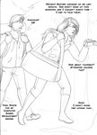 amanda_(tcitw) arania boots camera clothed clothing comic duo english_text eyewear female footwear glasses hair human human_focus human_only jack_(tcitw) male mammal monochrome not_furry text the_cabin_in_the_woods_(arania) video_camera