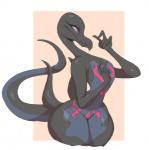 anthro fangs female fingers looking_at_viewer nude solo teeth wide_hips riipley nintendo pokemon generation_7_pokemon pokemon_(species) reptile salazzle scalie