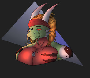anthro dreadlocks horn jewelry looking_at_viewer male muscular muscular_anthro muscular_male necklace red_eyes scar simple_background solo tattoo photolol.03 european_mythology mythology javier_(photolol.03) dragon mythological_creature mythological_scalie scalie western_dragon