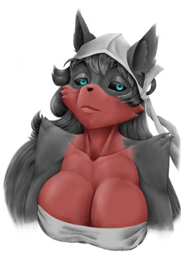 anthro big_breasts black_body black_eyes black_fur black_hair black_nose blue_eyes bra breasts clothing female fur hair headgear headwear long_hair melancholic red_body red_fur simple_background solo underwear white_background taumiel1234 legend_of_queen_opala kythie_(legend_of_queen_opala) canid canine canis domestic_dog magihound mammal absurd_res bust_portrait digital_media_(artwork) digital_painting_(artwork) hi_res painting_(artwork) portrait