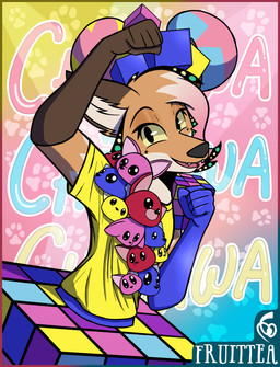 5_fingers accessory antennae_(anatomy) anthro armwear cheek_markings clothing cube dancing detailed_background dipstick_ears ear_markings elbow_gloves eyebrows facial_markings femboy fingers footprint fur gloves gloves_(marking) grey_body grey_fur grey_inner_ear_fluff hair handwear head_markings head_tuft headband heart_symbol inner_ear_fluff male markings multicolored_body multicolored_ears multicolored_fur orange_body orange_fur pawprint pink_hair plushie shirt smile solo sparkles standing star text topwear tuft yellow_clothing yellow_shirt yellow_topwear fruittea just_dance just_dance_2016 ubisoft seraph_(fruittea) canid canine fox mammal 2025 artist_name colored digital_drawing_(artwork) digital_media_(artwork) english_text hi_res portrait signature