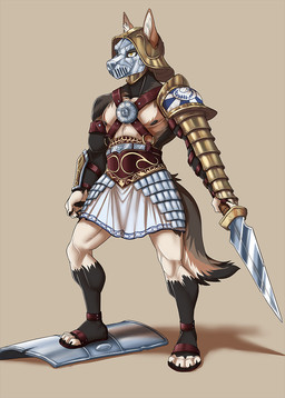 4_toes 5_fingers anthro feet fingers holding_melee_weapon holding_object holding_sword holding_weapon male melee_weapon shadow shield solo sword three-quarter_view toes weapon ticl canid canine canis domestic_dog mammal 2020 digital_media_(artwork) digital_painting_(artwork) full-length_portrait painting_(artwork) portrait shaded soft_shading
