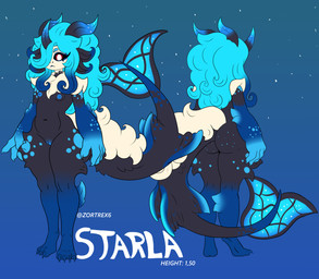 4_ears anthro big_hands black_body black_fur black_sclera blue_body blue_fur blue_hair breasts butt curvy_figure female fin fur genitals hair horn innie_vulva long_hair long_tail mane multi_ear one_eye_obstructed rear_view red_eyes small_breasts solo spots tail vulva wide_hips zortrex mythology starla_(zortrex) dragon furred_dragon furred_scalie myceelidos_(zortrex) mythological_creature mythological_scalie scalie absurd_res hi_res