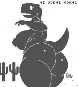 anthro big_breasts big_butt breasts butt cactus cloud day desert eyelashes female gameplay_mechanics huge_breasts huge_butt looking_back nipples nude plant rear_view solo thick_thighs wide_hips ravage41 google google_chrome dinosaur_(google_chrome) dinosaur prehistoric_species reptile saurischian scalie theropod tyrannosaurid tyrannosauroid tyrannosaurus tyrannosaurus_rex hi_res monochrome