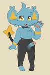 3_toes 4_fingers anthro anthrofied balls big_ears black_balls black_body black_fur blue_body blue_fur blue_penis casual_erection casual_nudity cheek_tuft chest_tuft cute_fangs digitigrade erection facial_tuft fangs feet fingers front_view fur genitals gesture glans head_tuft humanoid_genitalia humanoid_penis looking_at_viewer male multicolored_body multicolored_fur nipples nude pawpads penis pink_glans pokemorph simple_background smile solo standing tail tan_background teeth toes tuft waving waving_at_viewer yellow_body yellow_eyes yellow_fur young young_anthro young_male friendlyfeesh nintendo pokemon light_(bokurei) generation_4_pokemon pokemon_(species) shinx digital_media_(artwork) flat_colors hi_res nonbinary_(lore)