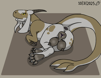 animal_genitalia animal_vulva anus black_anus black_teats black_udders black_vulva breasts butt canine_genitalia canine_vulva caprine_teats caprine_udders feet female feral foot_focus genitals paws presenting presenting_anus presenting_breasts presenting_hindquarters presenting_vulva raised_tail solo tail tail_anus teats thick_tail udders vulva spicyboi101_(artist) thyme_(mustard) bovid caprine felkin goat hybrid mammal 2025 absurd_res dated hi_res