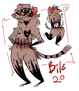 anthro blood bodily_fluids fur gore grey_body grey_fur half-closed_eyes hands_on_hips heart_eyes heart_symbol looking_at_viewer male markings narrowed_eyes open_mouth simple_background solo standing striped_markings striped_tail stripes tail tail_markings teeth white_background bileshroom american_opossum mammal marsupial 2019 hi_res