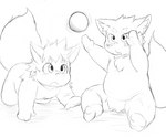 anthro ball belly biped blush duo humanoid_hands kemono male simple_background sitting slightly_chubby white_background young young_anthro mti777 canid canine mammal 2014 6:5 monochrome